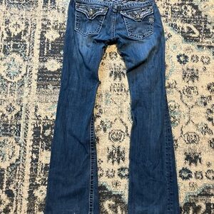 Miss Me Signature Boot Cut Blue Jeans Bling Pocket Glam Festival Womens 26